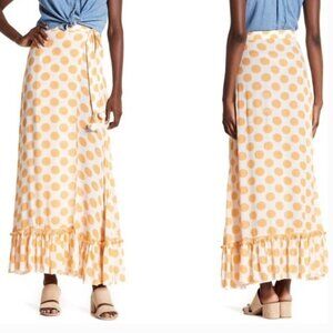 NWT Lovers + Friends Polka Dot Wrap Skirt in Golden Yellow XXS
